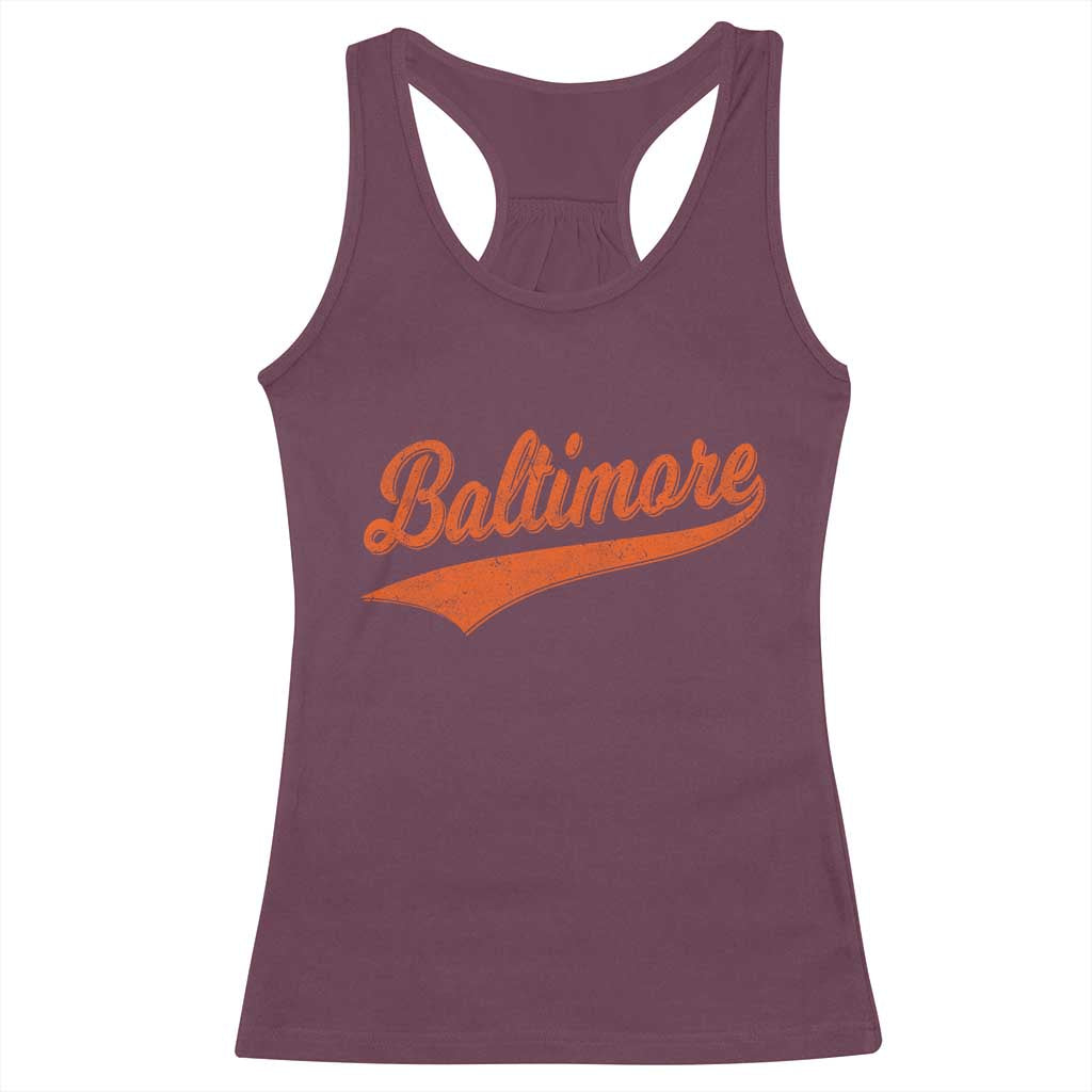 Baltimore Script Retro Baseball Sport Lovers City Pride Racerback Tank Top