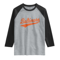 Baltimore Script Retro Baseball Sport Lovers City Pride Raglan Shirt