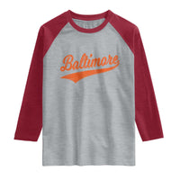 Baltimore Script Retro Baseball Sport Lovers City Pride Raglan Shirt