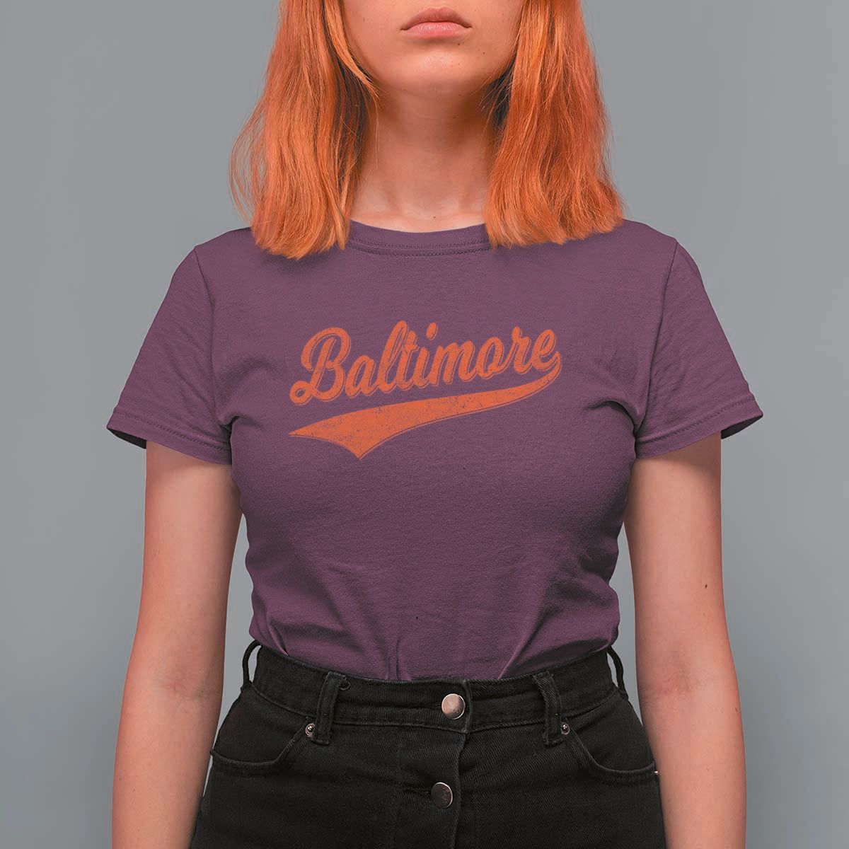 Baltimore Script Retro Baseball Sport Lovers City Pride T Shirt For Women