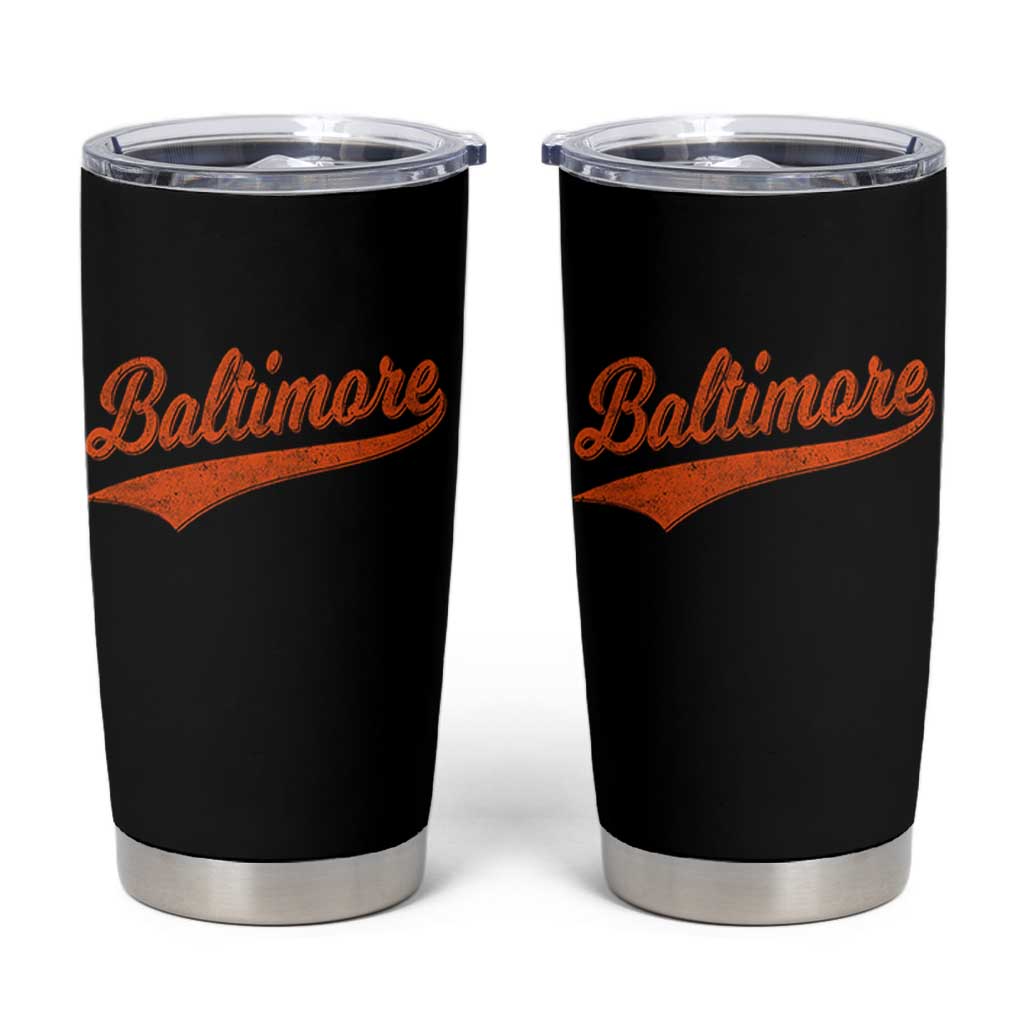 Baltimore Script Retro Baseball Sport Lovers City Pride Tumbler Cup
