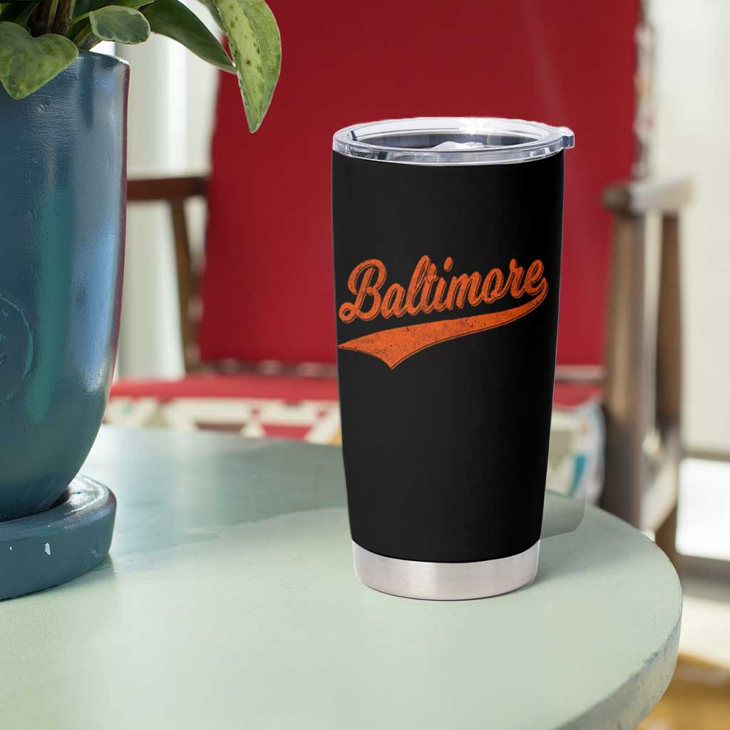 Baltimore Script Retro Baseball Sport Lovers City Pride Tumbler Cup