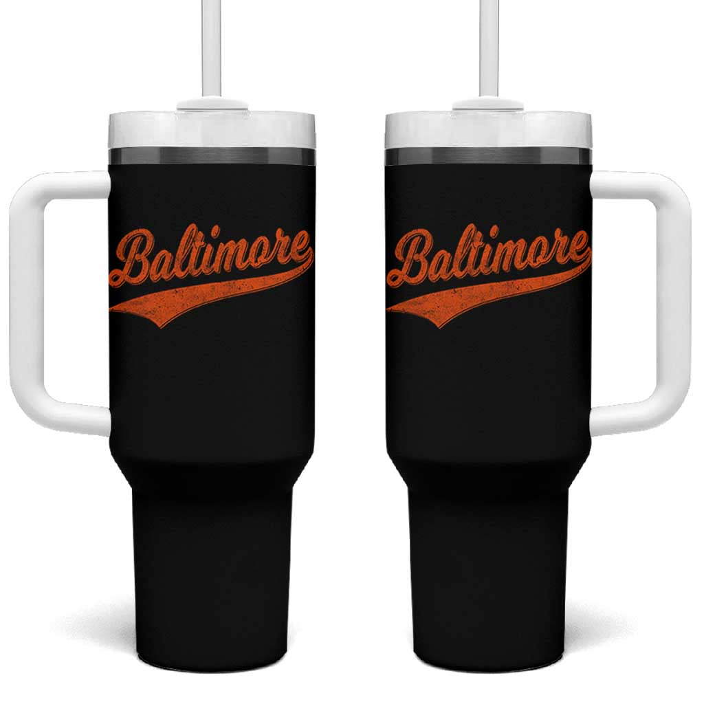 Baltimore Script Retro Baseball Sport Lovers City Pride Tumbler With Handle