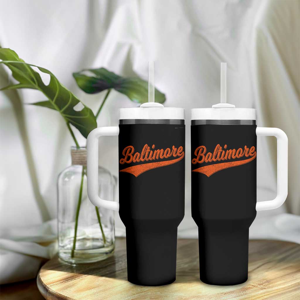 Baltimore Script Retro Baseball Sport Lovers City Pride Tumbler With Handle