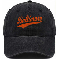 Baltimore Script Retro Baseball Sport Lovers City Pride Washed Cotton Baseball Cap