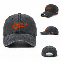 Baltimore Script Retro Baseball Sport Lovers City Pride Washed Cotton Baseball Cap