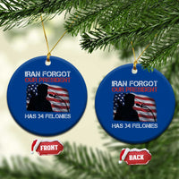 Iran Forgot Our President Has 34 Felonies Ceramic Ornament Funny Political Satire Vintage American Flag
