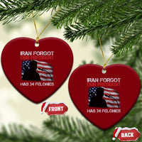 Iran Forgot Our President Has 34 Felonies Ceramic Ornament Funny Political Satire Vintage American Flag