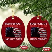 Iran Forgot Our President Has 34 Felonies Ceramic Ornament Funny Political Satire Vintage American Flag