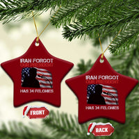 Iran Forgot Our President Has 34 Felonies Ceramic Ornament Funny Political Satire Vintage American Flag