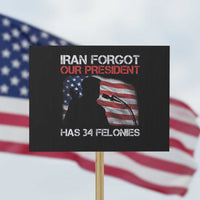 Iran Forgot Our President Has 34 Felonies Protest Sign Funny Political Satire Vintage American Flag