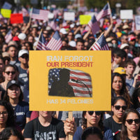 Iran Forgot Our President Has 34 Felonies Protest Sign Funny Political Satire Vintage American Flag