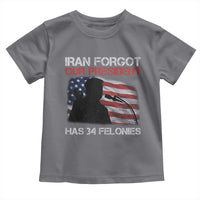 Iran Forgot Our President Has 34 Felonies Toddler T Shirt Funny Political Satire Vintage American Flag