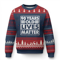 90th Birthday Ugly Christmas Sweater 90 Years Old Lives Matter Elderly Senior