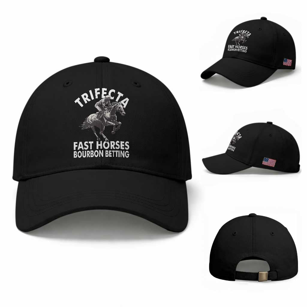 Funny Trifecta Fast Horses Bourbon Betting Baseball Cap Horse Racing Betting