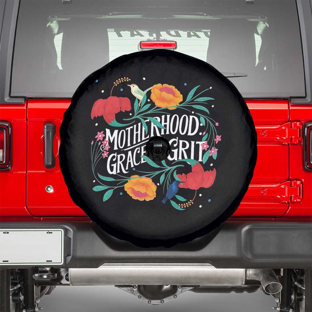 Motherhood Grace And Grit Spare Tire Cover Boho Floral Mother's Day