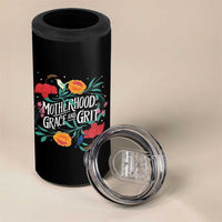 Motherhood Grace And Grit 4 in 1 Can Cooler Tumbler Boho Floral Mother's Day