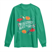 Motherhood Grace And Grit Long Sleeve Shirt Boho Floral Mother's Day