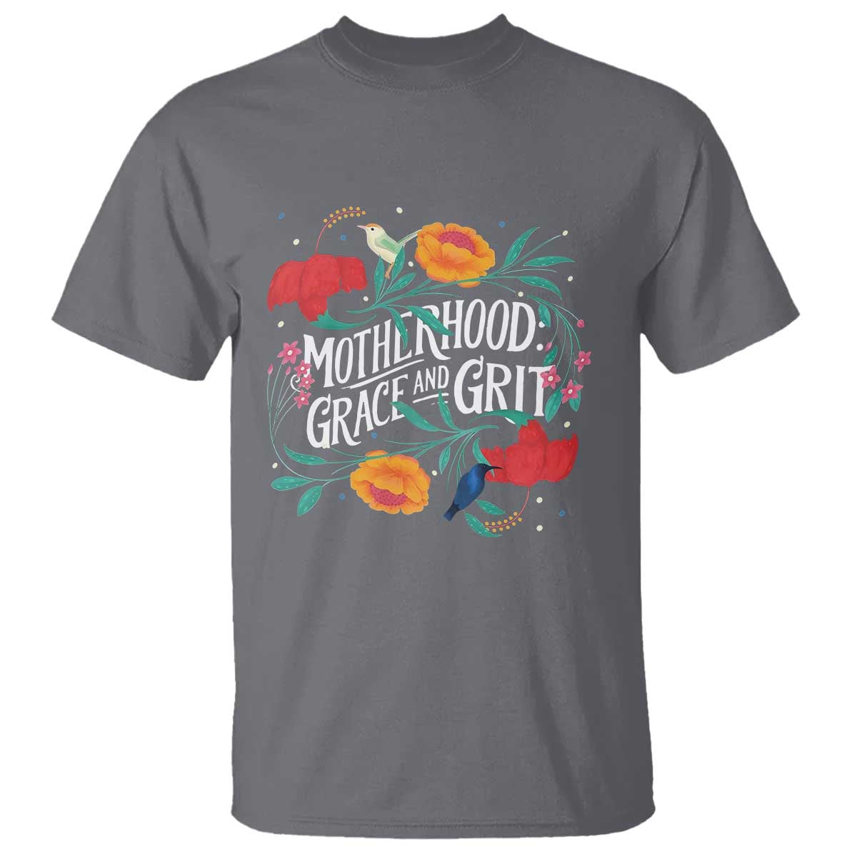 Motherhood Grace And Grit T Shirt Boho Floral Mother's Day