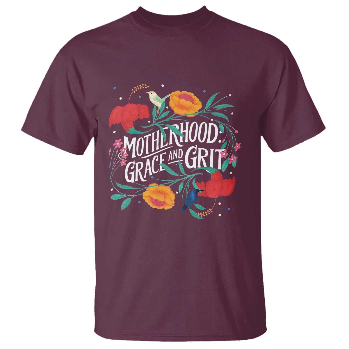 Motherhood Grace And Grit T Shirt Boho Floral Mother's Day