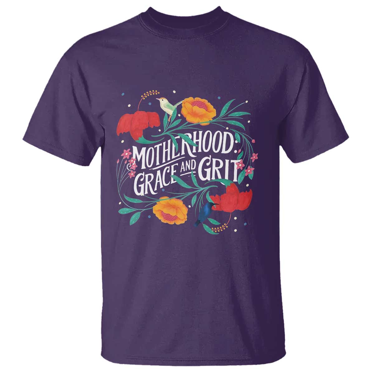 Motherhood Grace And Grit T Shirt Boho Floral Mother's Day