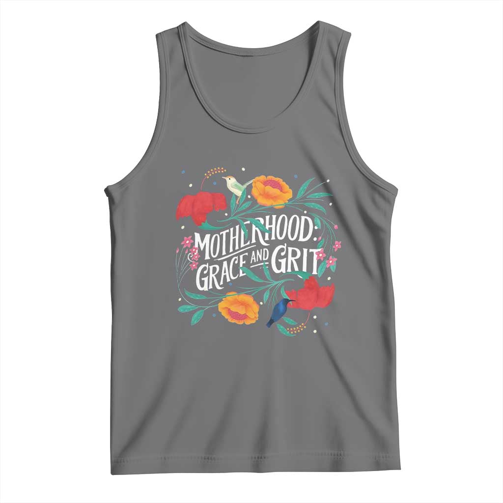 Motherhood Grace And Grit Tank Top Boho Floral Mother's Day