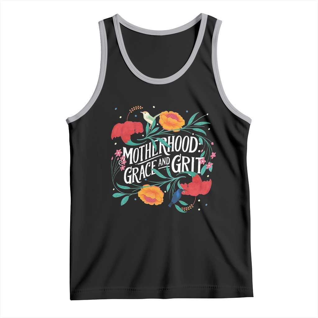 Motherhood Grace And Grit Tank Top Boho Floral Mother's Day