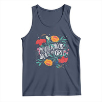 Motherhood Grace And Grit Tank Top Boho Floral Mother's Day