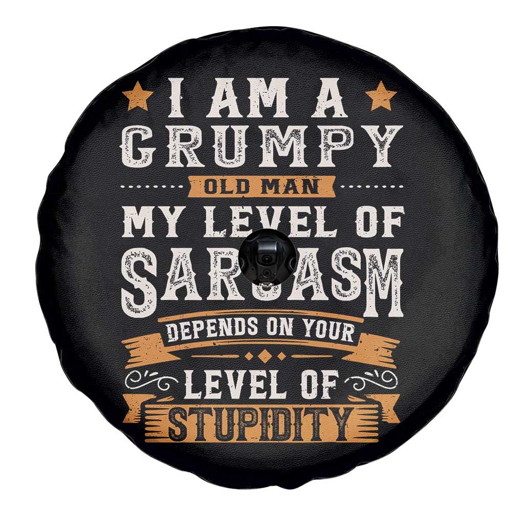 Funny I Am A Grumpy Old Man My Level Of Sarcasm Depends On Your Level Of Stupidity Spare Tire Cover Vintage Star