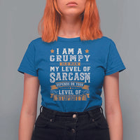 Funny I Am A Grumpy Old Man My Level Of Sarcasm Depends On Your Level Of Stupidity T Shirt For Women Vintage Star