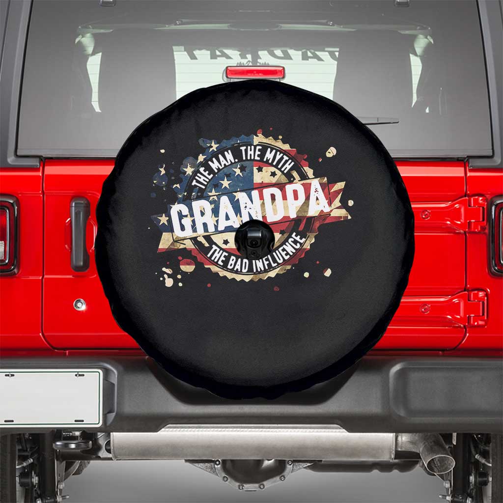 Funny Grandpa The Man The Myth The Bad Influence Spare Tire Cover Fathers Day