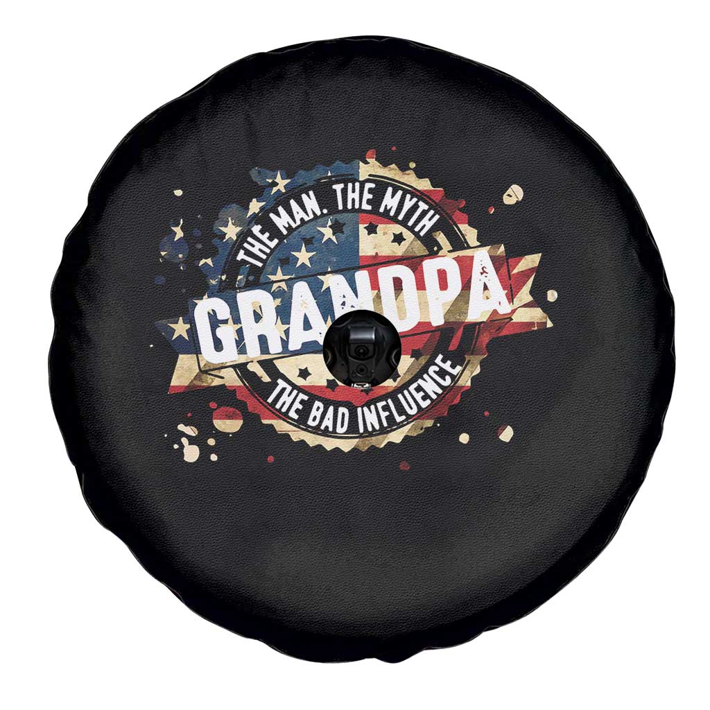 Funny Grandpa The Man The Myth The Bad Influence Spare Tire Cover Fathers Day