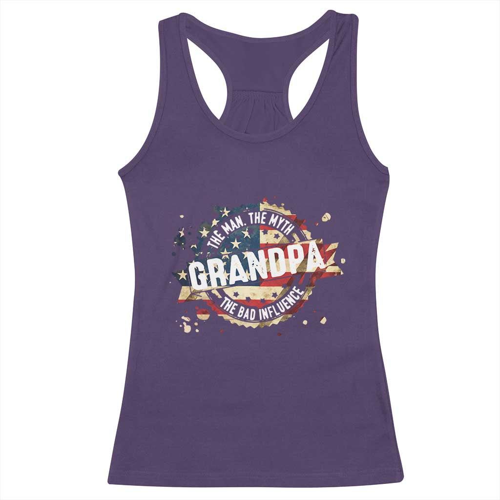 Funny Grandpa The Man The Myth The Bad Influence Racerback Tank Top Fathers Day