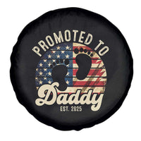 Funny Promoted To Daddy 2025 Spare Tire Cover Newborn Vintage American Flag