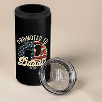 Funny Promoted To Daddy 2025 4 in 1 Can Cooler Tumbler Newborn Vintage American Flag