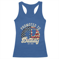 Funny Promoted To Daddy 2025 Racerback Tank Top Newborn Vintage American Flag