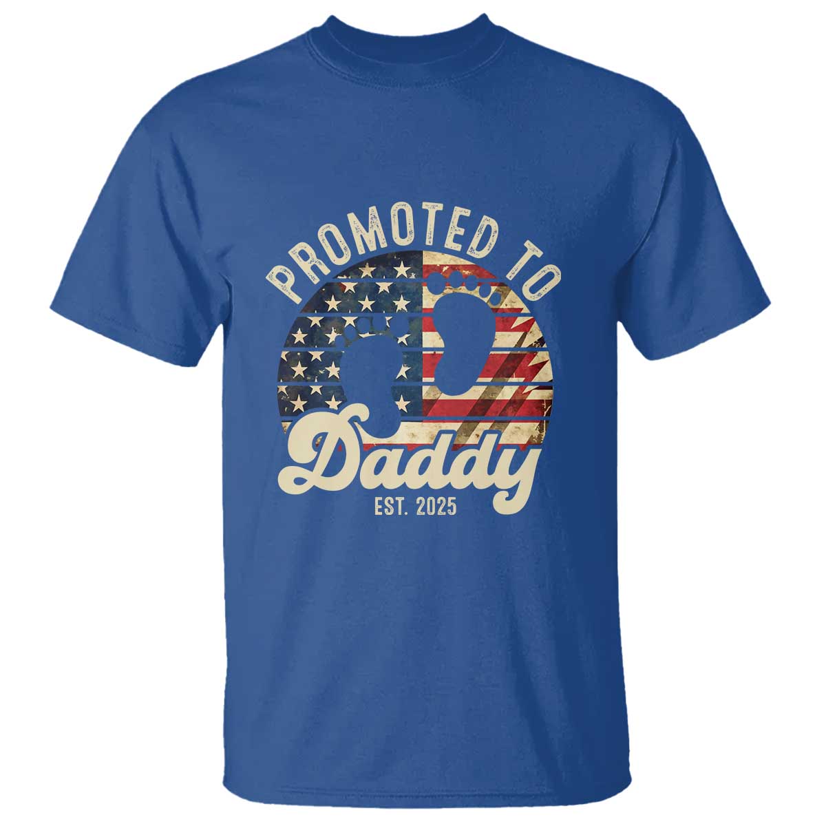 Funny Promoted To Daddy 2025 T Shirt Newborn Vintage American Flag