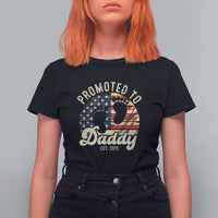 Funny Promoted To Daddy 2025 T Shirt For Women Newborn Vintage American Flag