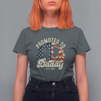 Funny Promoted To Daddy 2025 T Shirt For Women Newborn Vintage American Flag