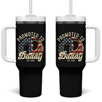 Funny Promoted To Daddy 2025 Tumbler With Handle Newborn Vintage American Flag