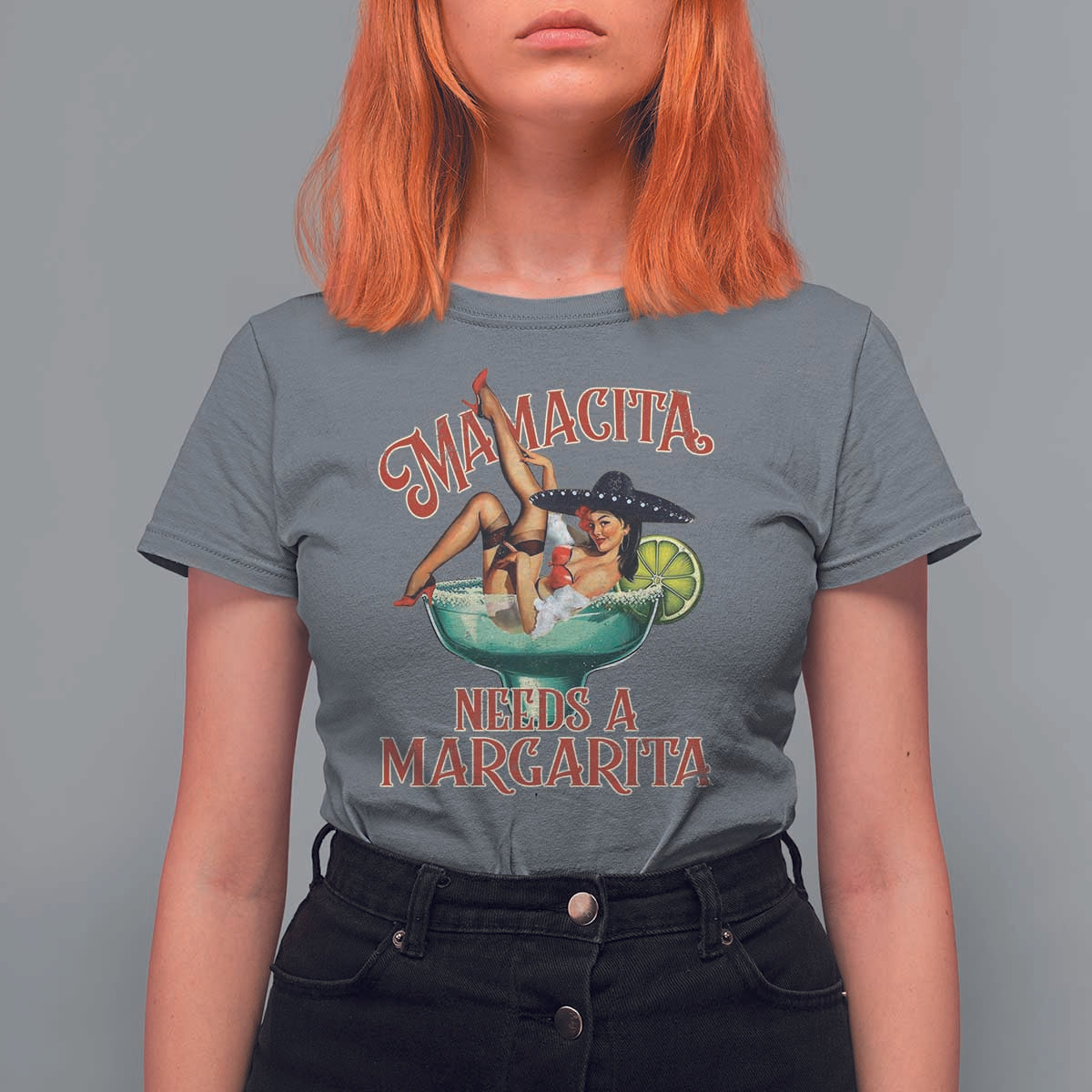 Funny Mamacita Needs A Margarita T Shirt For Women Magarita Cocktail Mexican Pin Up Girl