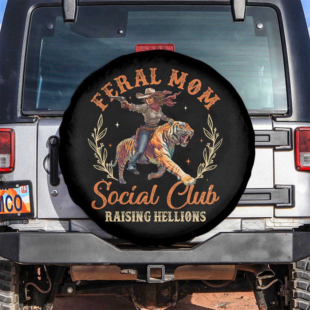 Funny Feral Mom Social Club Raising Hellions Spare Tire Cover Mother's Day