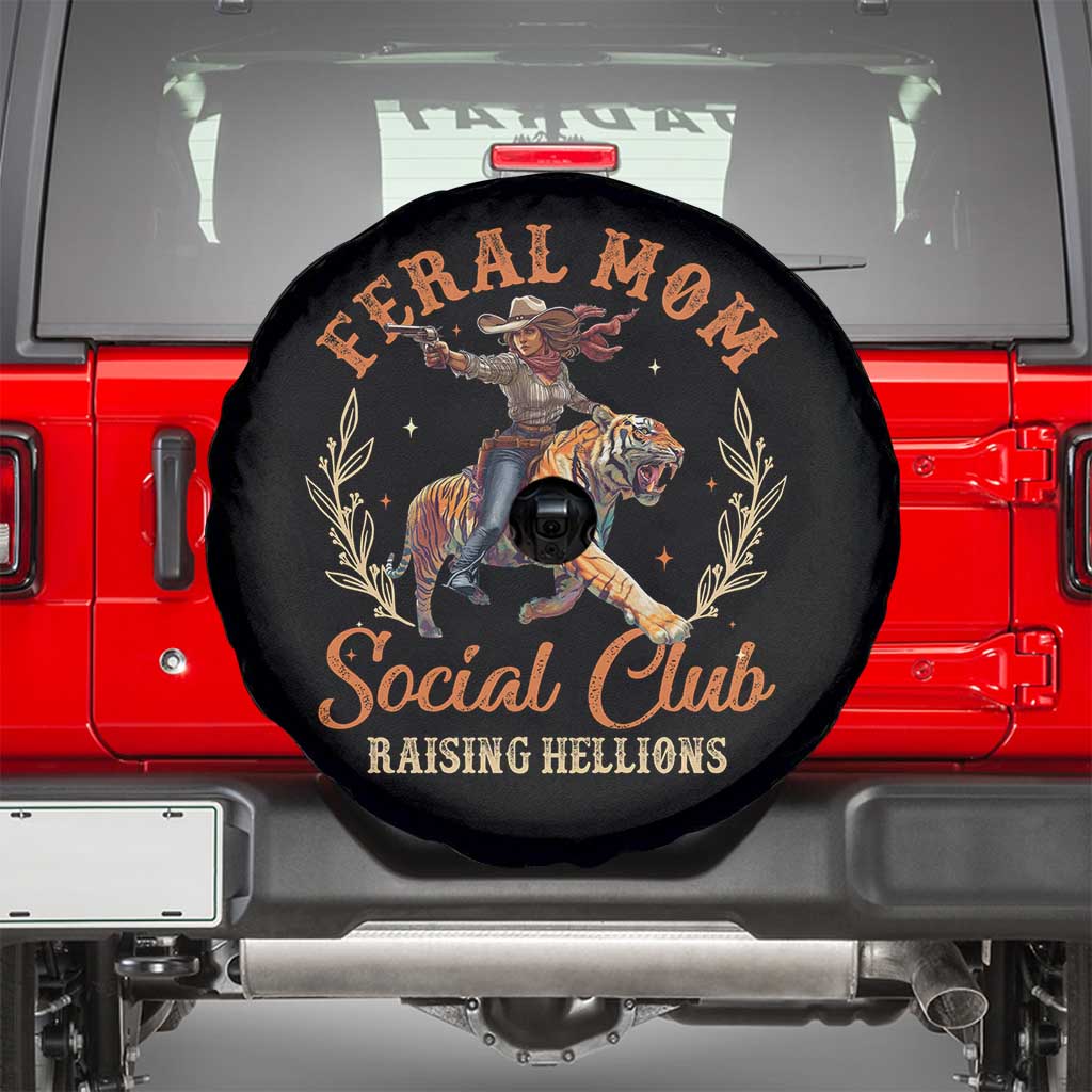 Funny Feral Mom Social Club Raising Hellions Spare Tire Cover Mother's Day