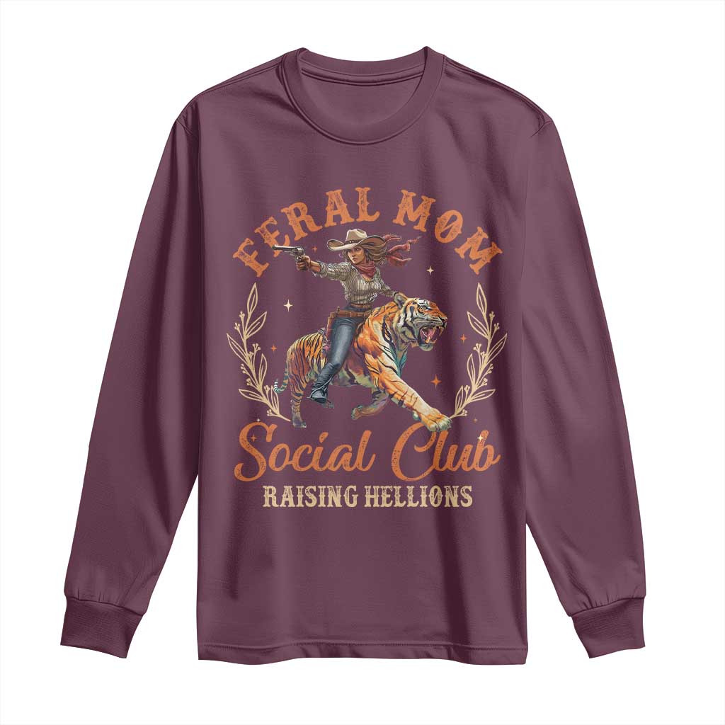 Funny Feral Mom Social Club Raising Hellions Long Sleeve Shirt Mother's Day