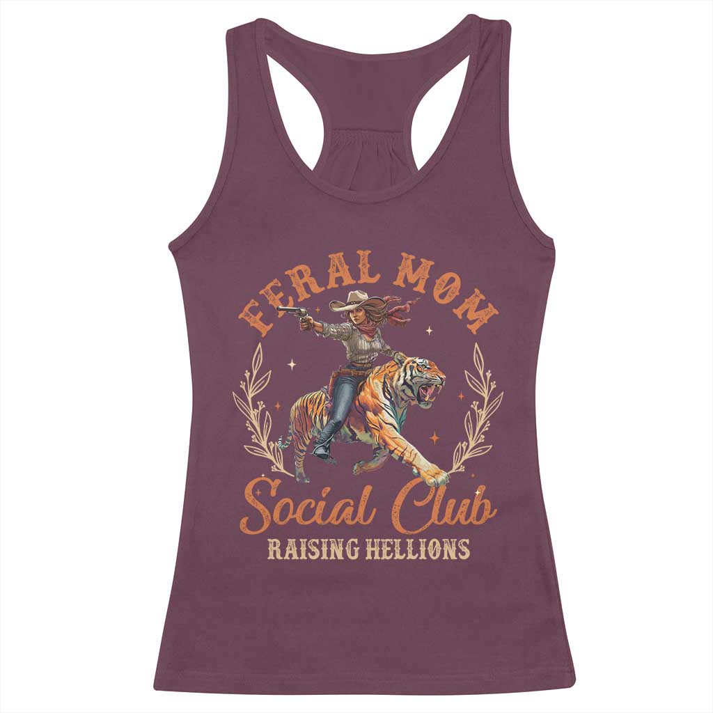 Funny Feral Mom Social Club Raising Hellions Racerback Tank Top Mother's Day