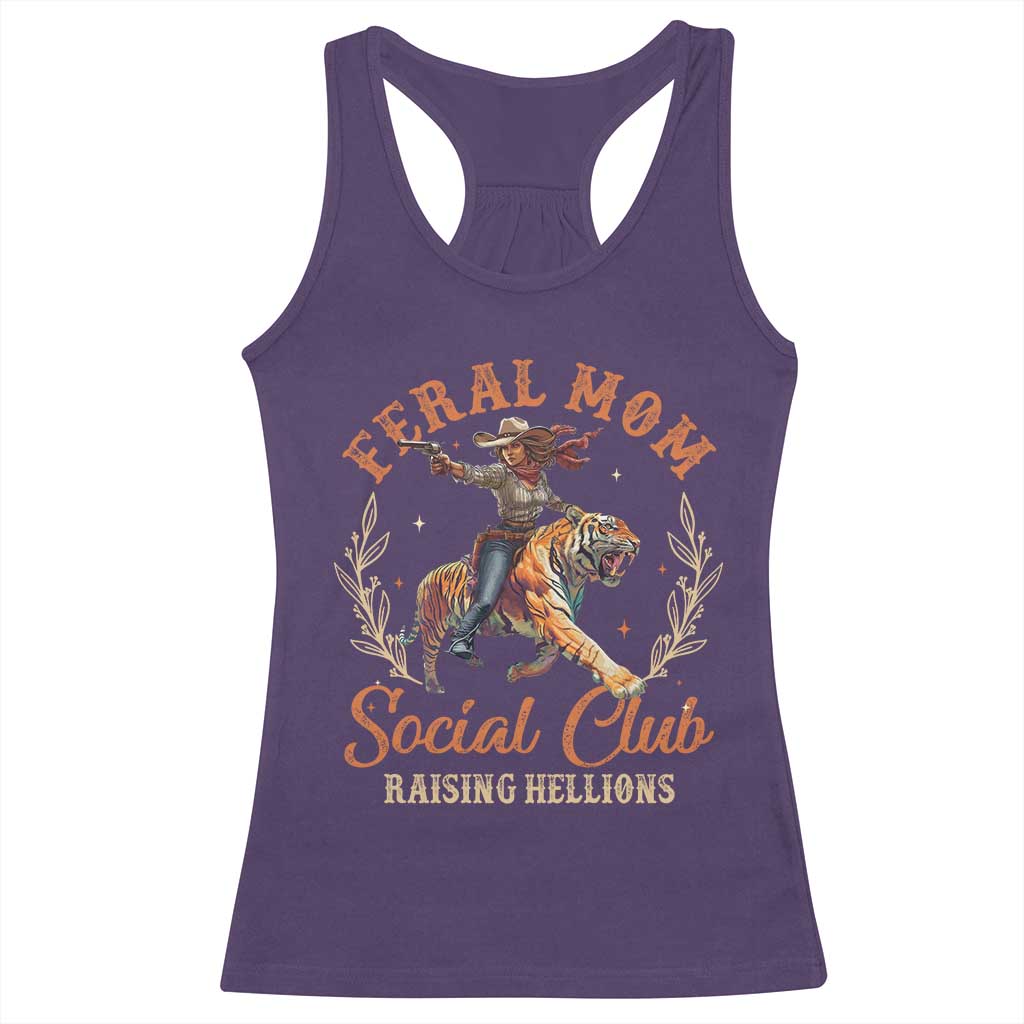 Funny Feral Mom Social Club Raising Hellions Racerback Tank Top Mother's Day