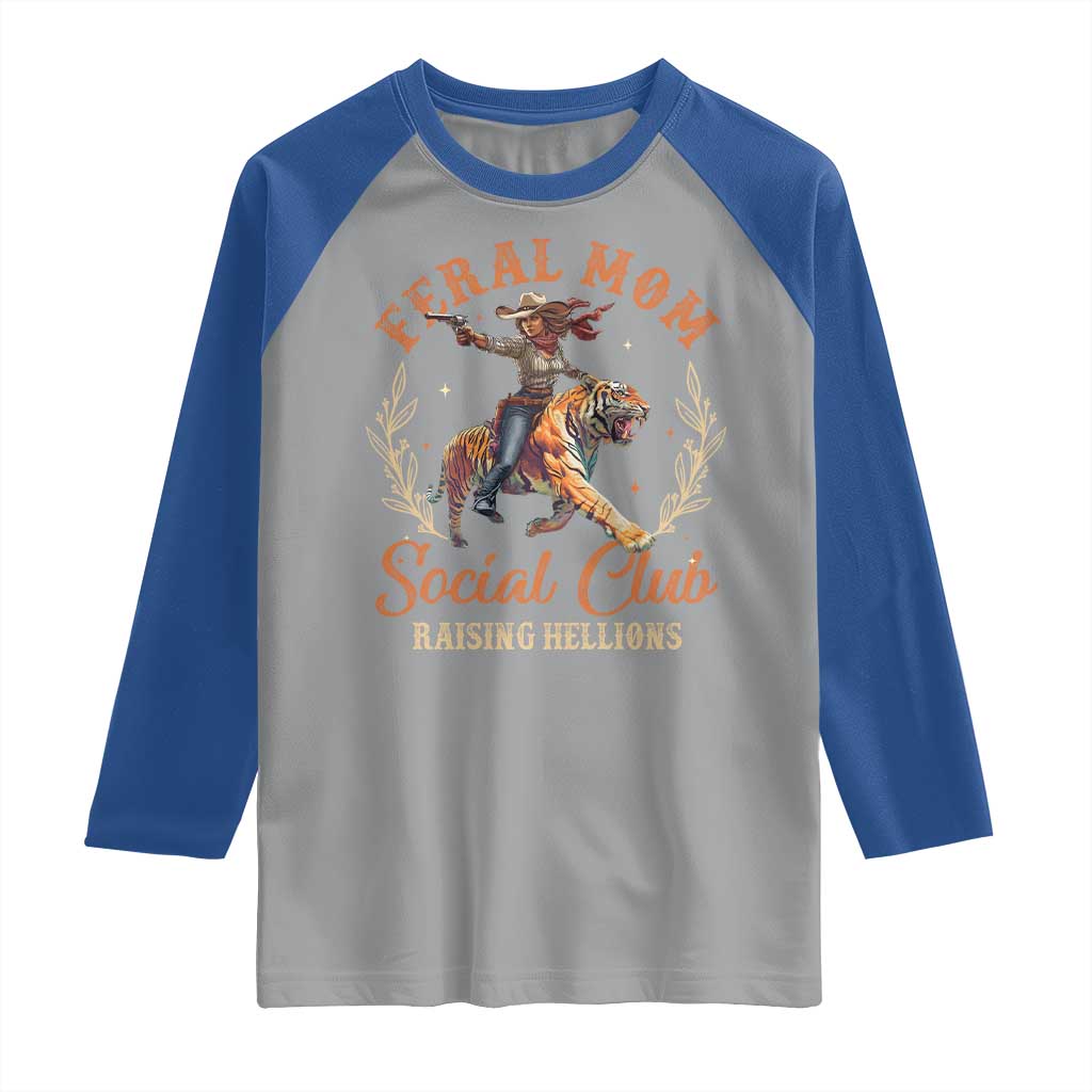 Funny Feral Mom Social Club Raising Hellions Raglan Shirt Mother's Day