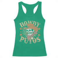 Funny Howdy Putos Racerback Tank Top Western Country Smoking Skull Cowboy