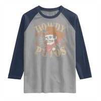 Funny Howdy Putos Raglan Shirt Western Country Smoking Skull Cowboy