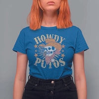 Funny Howdy Putos T Shirt For Women Western Country Smoking Skull Cowboy